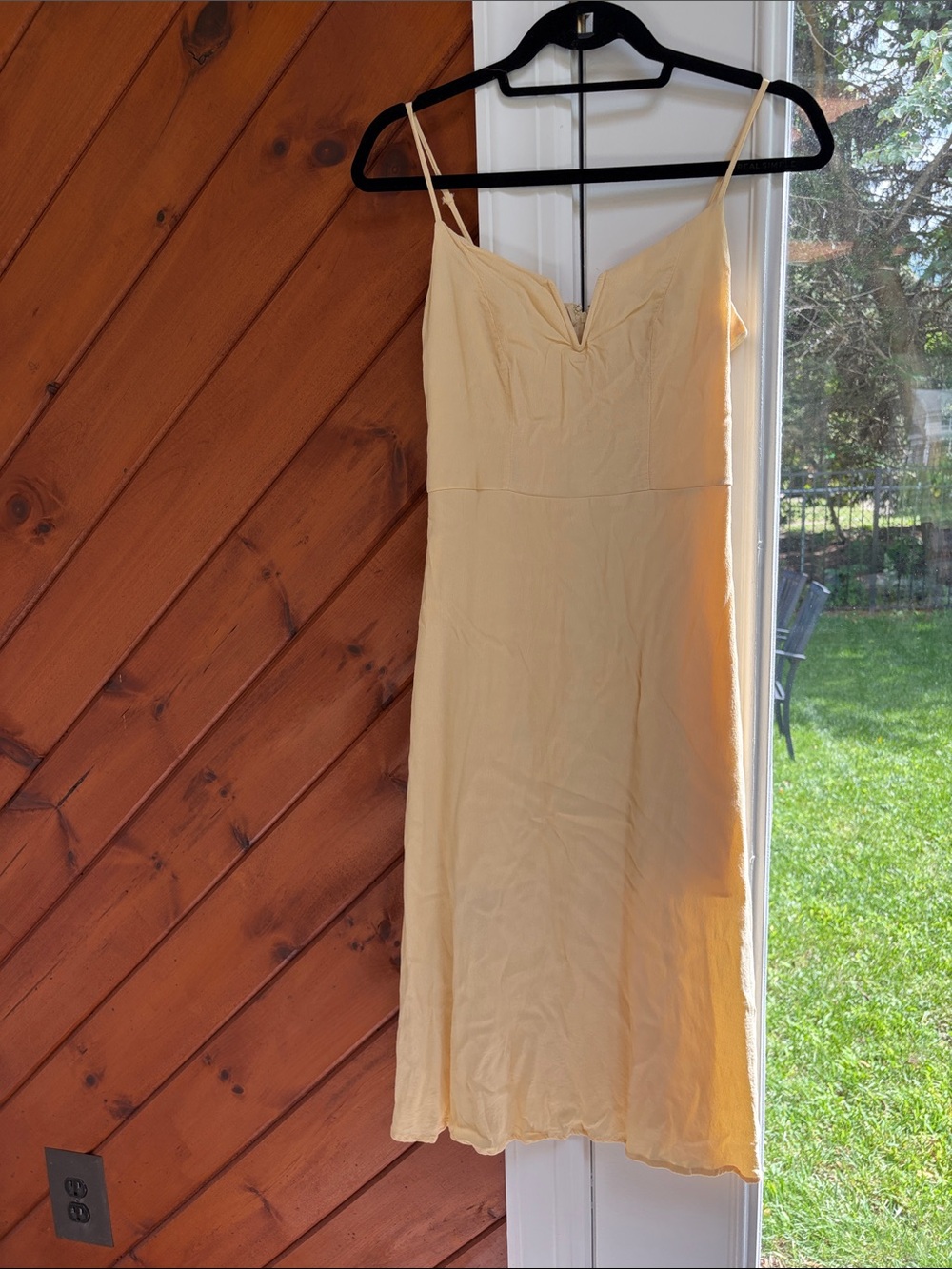 Francesca's Collections Pale Yellow Midi Slip Dress